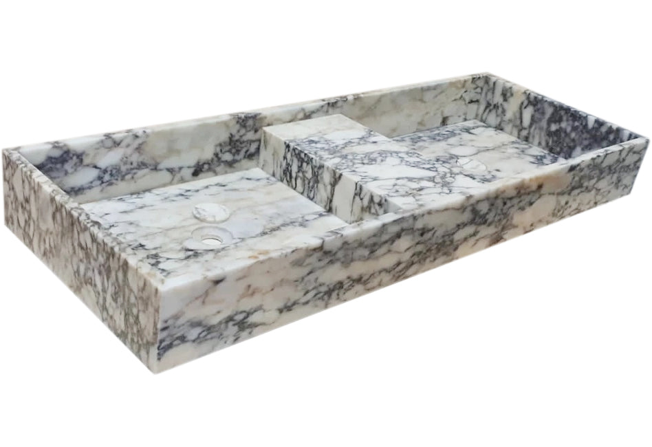Calacatta Viola Marble Double Bathroom Sink 19x53x6 Polished
