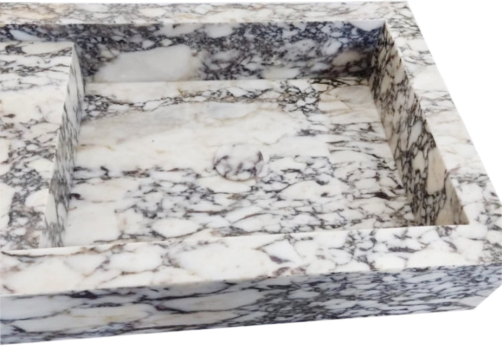 Calacatta Viola Marble Double Bathroom Sink 19x53x6 Polished