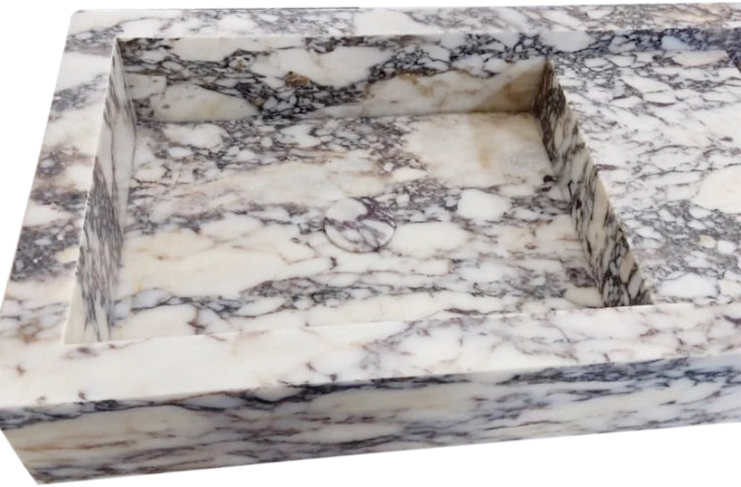 Calacatta Viola Marble Double Bathroom Sink 19x53x6 Polished
