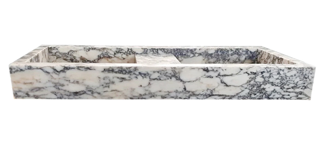 Calacatta Viola Marble Double Bathroom Sink 19x53x6 Polished
