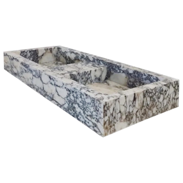 Calacatta Viola Marble Double Bathroom Sink 19x53x6 Polished