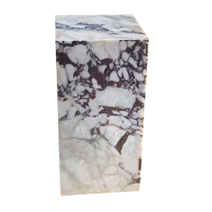 Calacatta Viola Marble Cube Design Plinth End/Side Table, Nightstand Polished STCV141424P