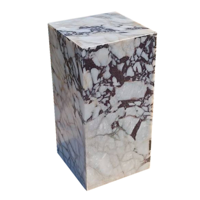 Calacatta Viola Marble Cube Design Plinth End/Side Table, Nightstand Polished STCV141424P