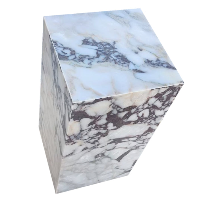 Calacatta Viola Marble Cube Design Plinth End/Side Table, Nightstand Polished STCV141424P