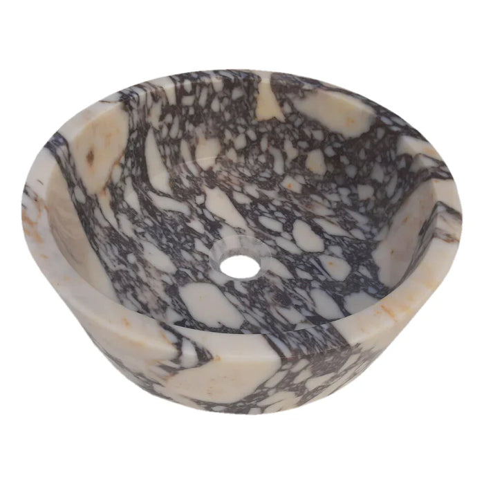Calacatta Viola Marble Round Vessel Sink 16 Inch Honed Matte
