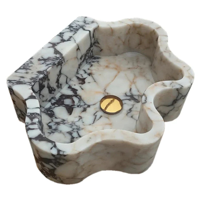 Calacatta Viola Marble Wall Mount Bathroom Sink - Wavy Edge 16x21x6