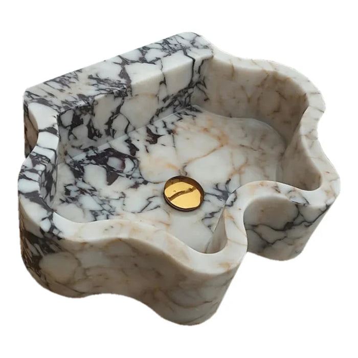 Calacatta Viola Marble Wall Mount Bathroom Sink - Wavy Edge 16x21x6