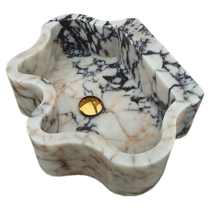 Calacatta Viola Marble Wall-mount Bathroom Sink Wavy Edges NTRVS188