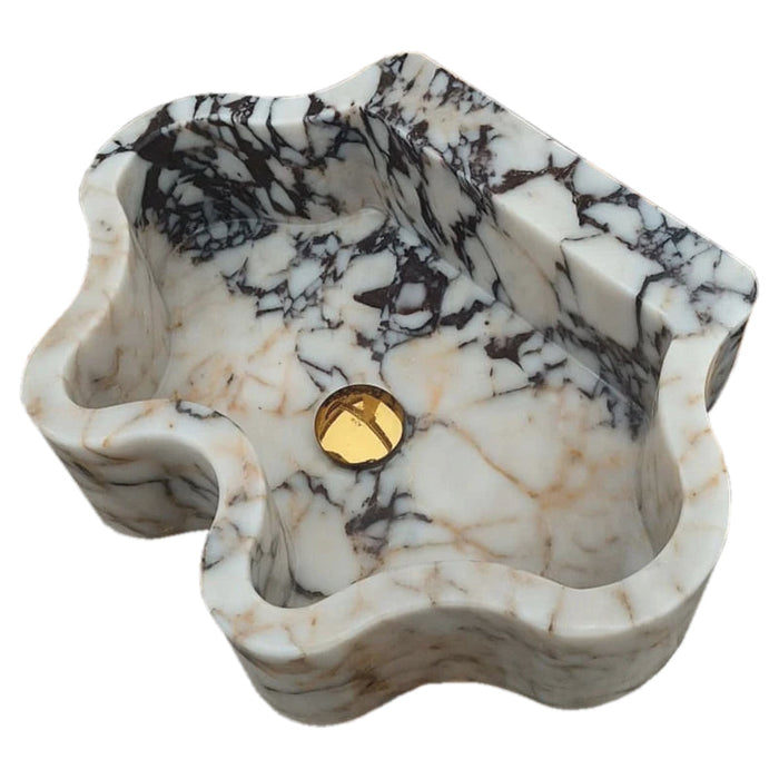 Calacatta Viola Marble Wall-mount Bathroom Sink Wavy Edges NTRVS188