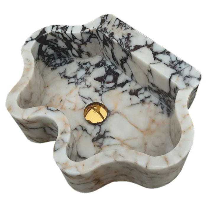 Calacatta Viola Marble Wall Mount Bathroom Sink - Wavy Edge 16x21x6