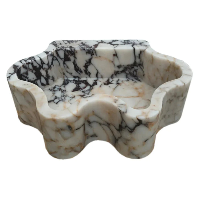 Calacatta Viola Marble Wall Mount Bathroom Sink - Wavy Edge 16x21x6