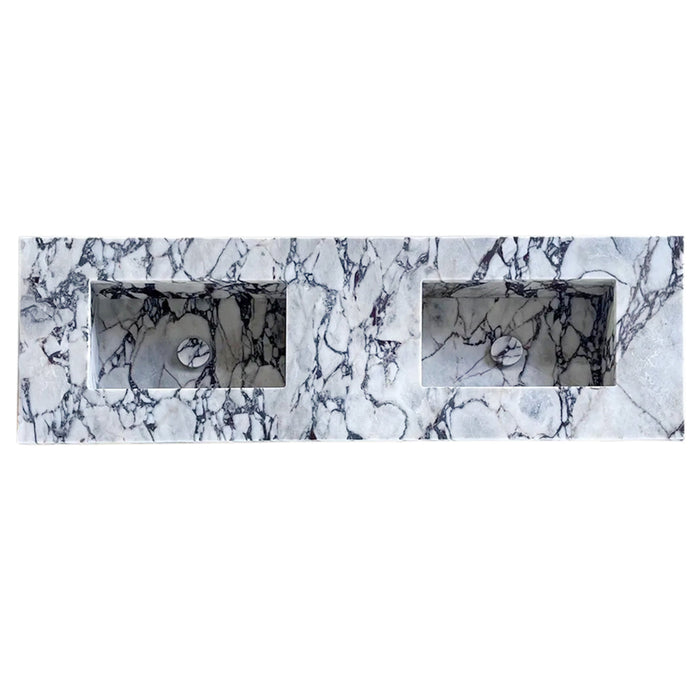 Calacatta Viola Handcrafted Marble Double Sink Vanity 67 Inch - White Gray Veining