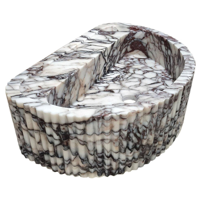 Calacatta Viola Marble Wall-Mount Fluted Half-Round Bathroom Sink NTRVS158