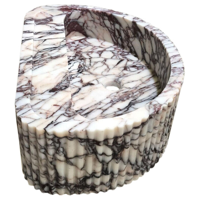 Calacatta Viola Marble Wall-Mount Fluted Half-Round Bathroom Sink NTRVS158