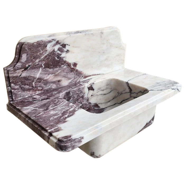 Calacatta Viola Marble Above-vanity Wall-mount Bathroom Sink with 10" Backsplash NTRVS153