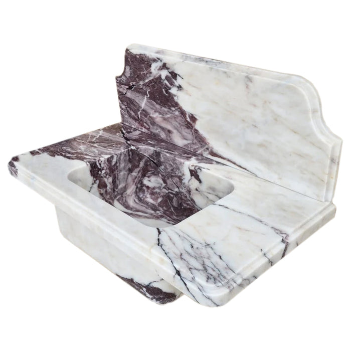 Calacatta Viola Marble Above-vanity Wall-mount Bathroom Sink with 10" Backsplash NTRVS153