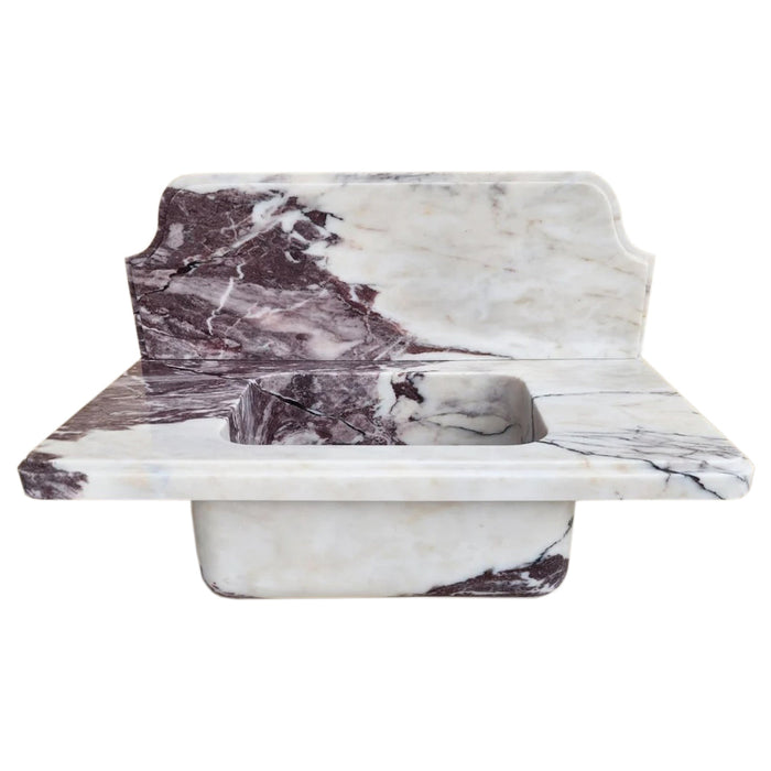 Calacatta Viola Marble Above-vanity Wall-mount Bathroom Sink with 10" Backsplash NTRVS153