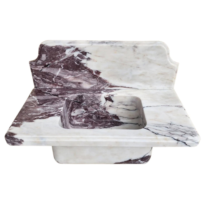 Calacatta Viola Marble Above-vanity Wall-mount Bathroom Sink with 10" Backsplash NTRVS153