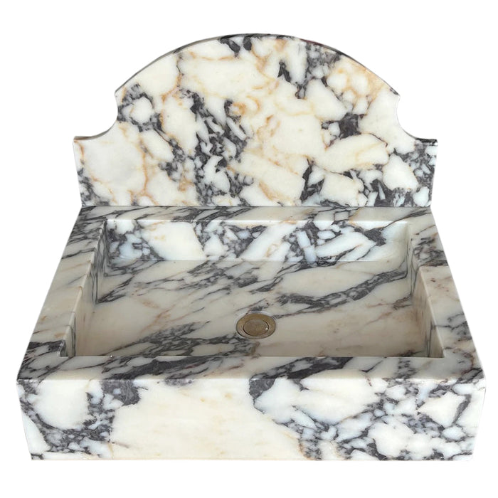 Calacatta Viola Marble Wall-Mount Bathroom Sink with Backsplash NTRVS149