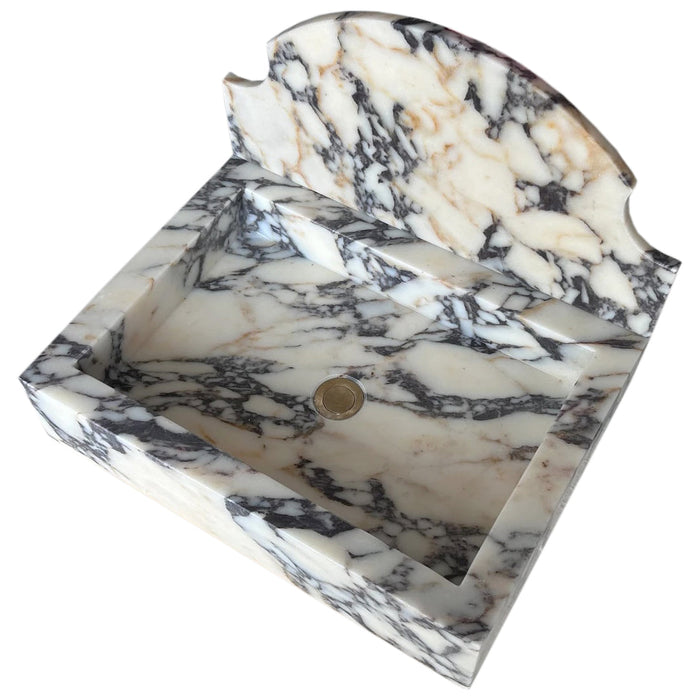 Calacatta Viola Marble Wall-Mount Bathroom Sink with Backsplash NTRVS149