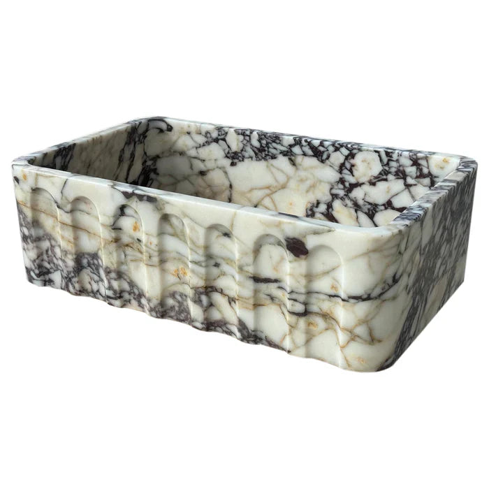 Calacatta Viola Marble Wall Mount Bathroom Vanity Sink 19.5x31.5