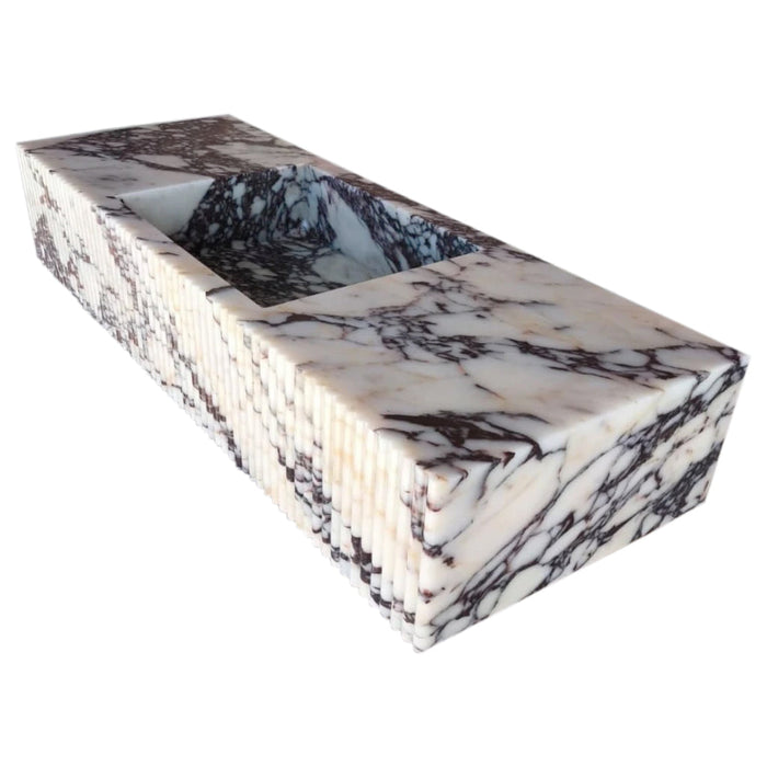 Calacatta Viola Marble Wall-mount Bathroom Vanity Sink Fluted Front NTRVS160