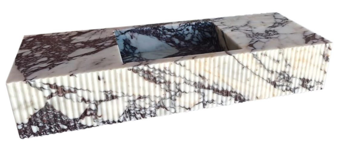 Calacatta Viola Marble Wall-mount Bathroom Vanity Sink Fluted Front NTRVS160