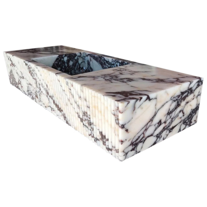 Calacatta Viola Marble Wall-mount Bathroom Vanity Sink Fluted Front NTRVS160