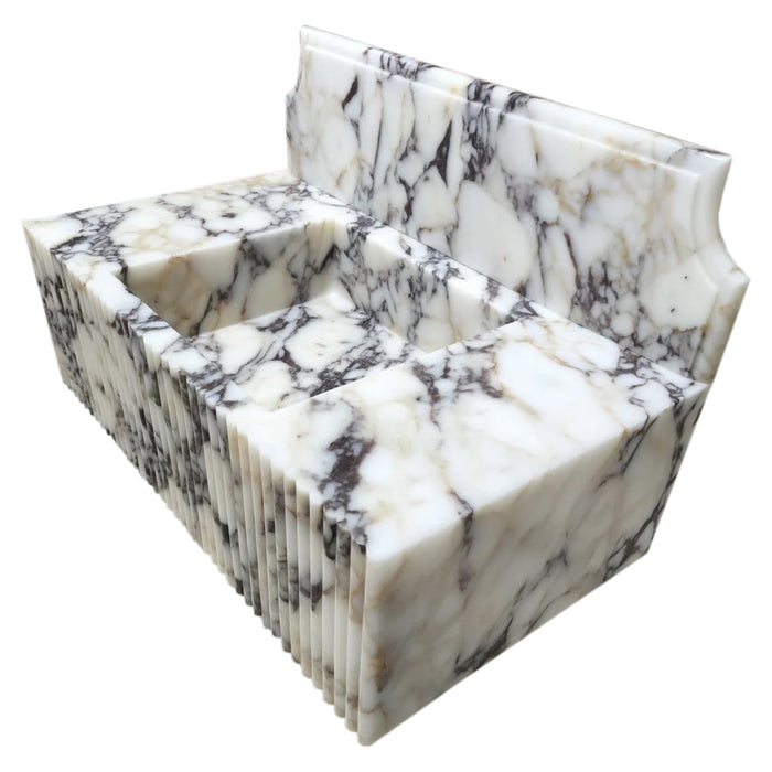 Calacatta Viola Marble Wall-mount Bathroom Vanity Sink Fluted Front NTRVS164