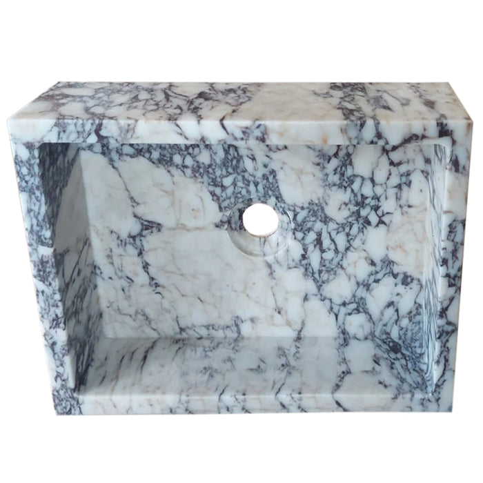 Calacatta Viola Marble Rectangular Wall-mount Bathroom Sink Drain Cap NTRVS170