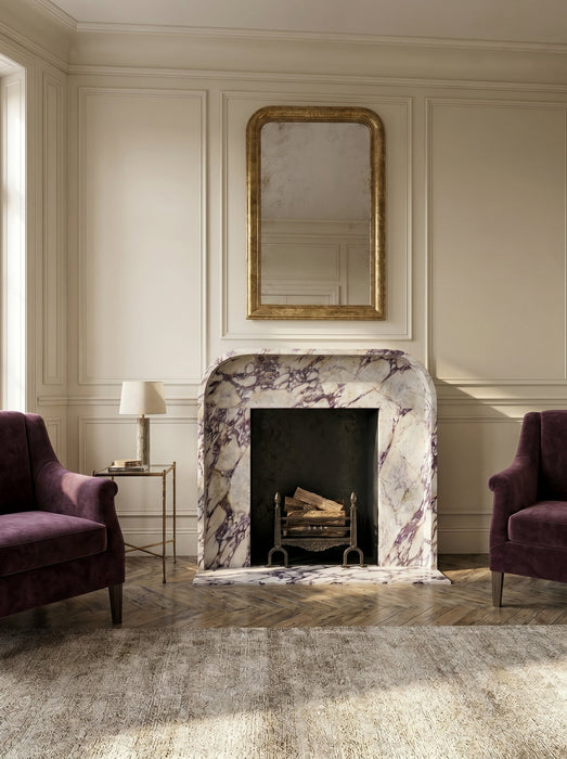 Calacatta Viola Marble Modern Fireplace Mantel Polished (L)69" (H)50" (D)6"