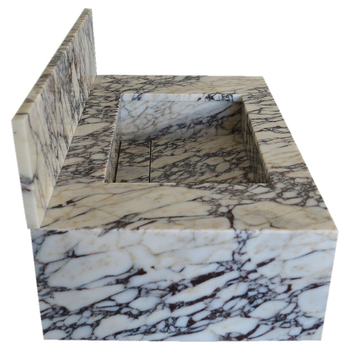 Calacatta Viola Marble Rectangular Wall-mount Bathroom Sink with 8" Backsplash NTRVS189