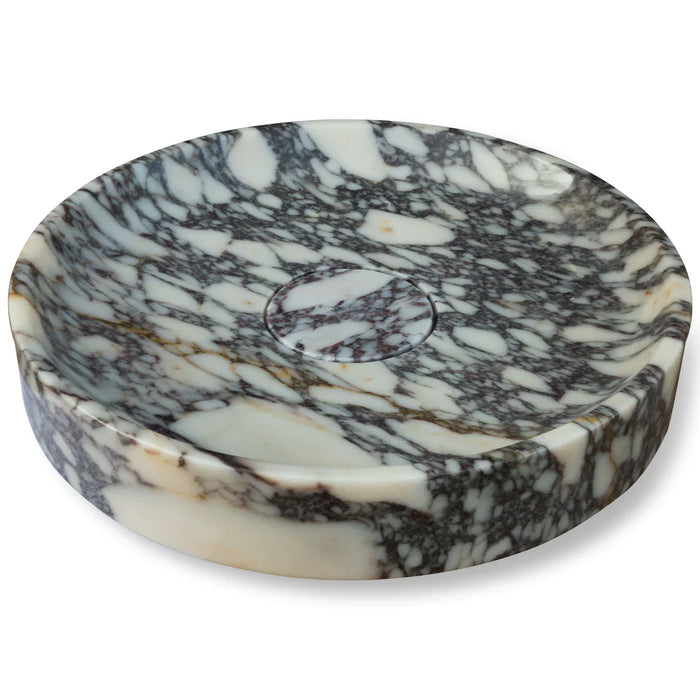 Calacatta Viola Marble Hand Sculpted Round Vessel Sink - Polished Finish 15.5x4.5