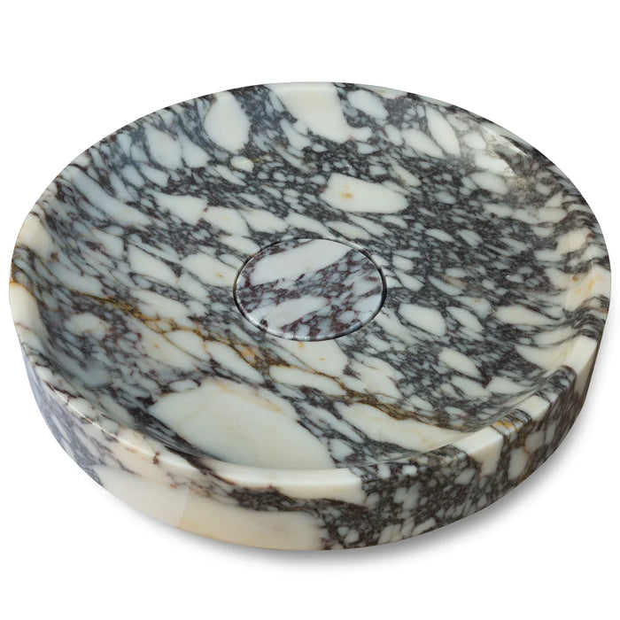 Calacatta Viola Marble Hand Sculpted Round Vessel Sink - Polished Finish 15.5x4.5
