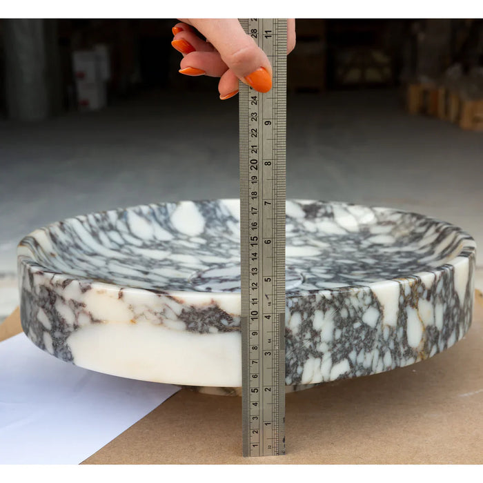 Calacatta Viola Marble Hand Sculpted Round Vessel Sink - Polished Finish 15.5x4.5