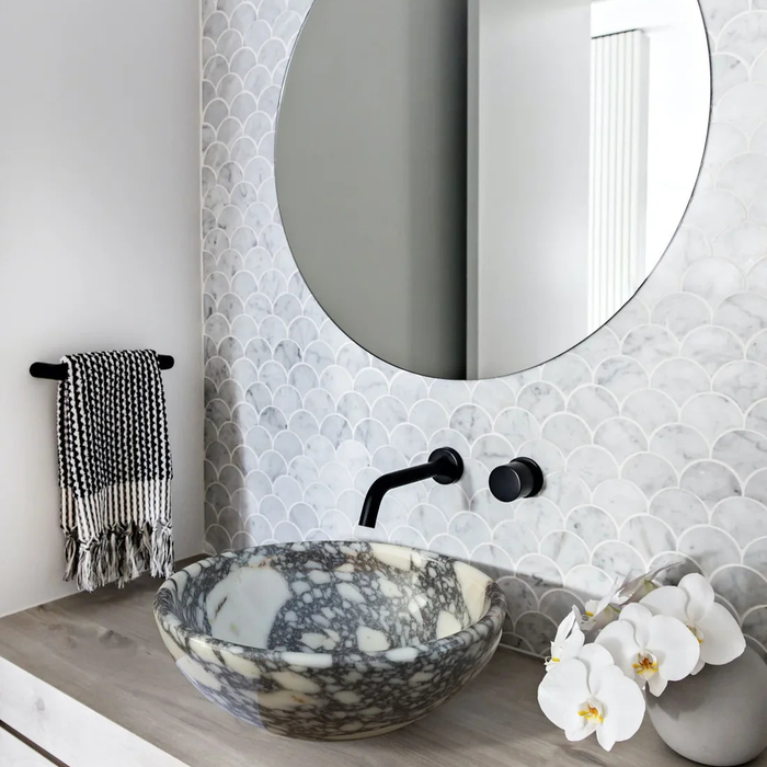Calacatta Viola Marble Natural Stone Above-vanity Bathroom Sink Polished (D)16" (H)6"