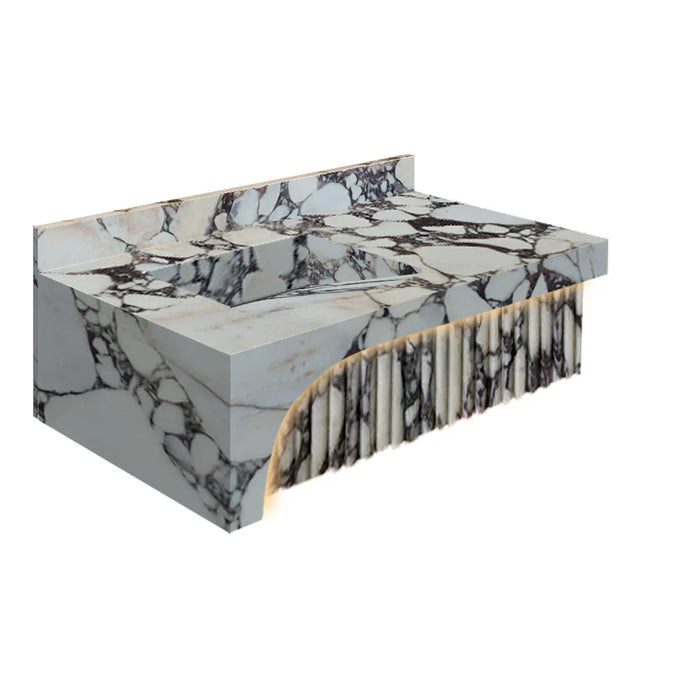 Calacatta Viola Marble Wall-Mount Bathroom Sinks Hidden Drain