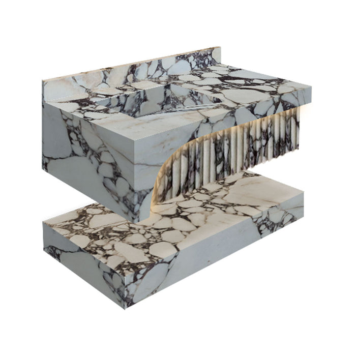 Calacatta Viola Marble Wall-mount Bathroom Sink Hidden Drain NTRVS197