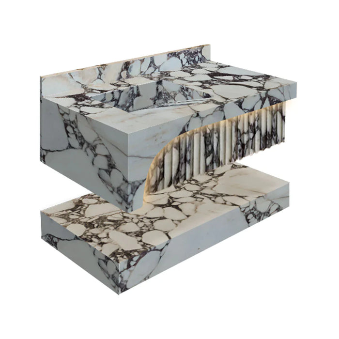 Calacatta Viola Marble Wall-Mount Bathroom Sinks Hidden Drain
