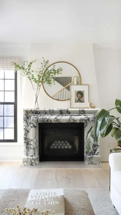 Calacatta Viola Marble Hand-carved Fireplace Mantel Polished (W)8.5" (L)61" (H)52"