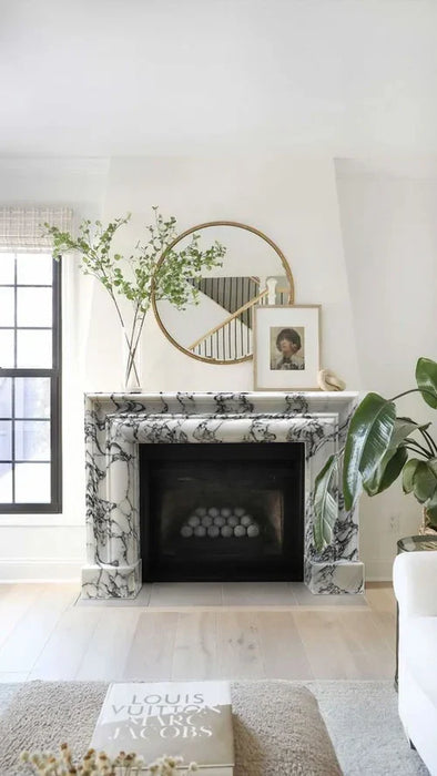 Calacatta Viola Marble Hand-carved Fireplace Mantel Polished - 61 x 52 inches