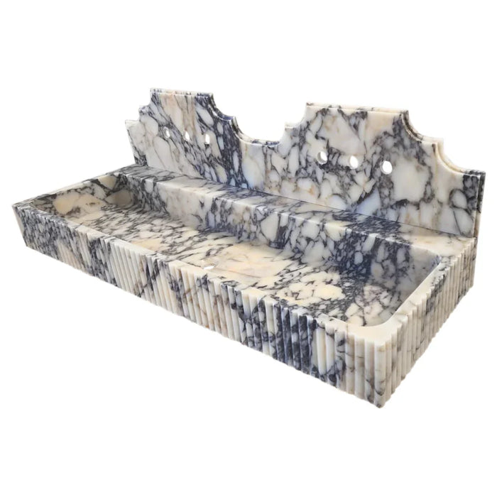 Calacatta Viola Marble Bathroom Sink - Wall-mount Fluted 20x55