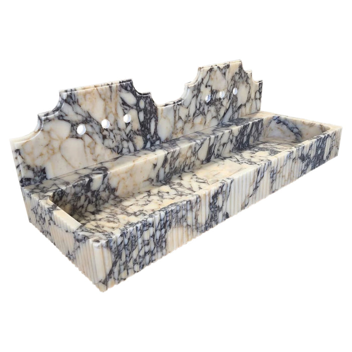 Calacatta Viola Marble Wall-mount Bathroom Sink with Fluted with Backsplash NTRVS174