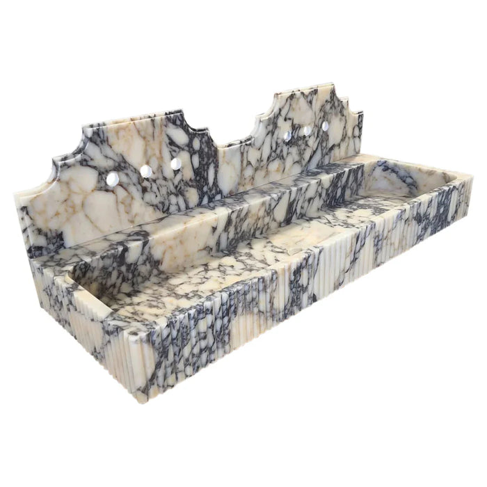Calacatta Viola Marble Bathroom Sink - Wall-mount Fluted 20x55