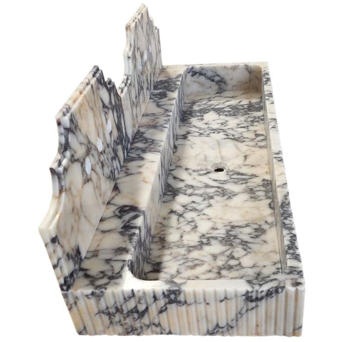 Calacatta Viola Marble Wall-mount Bathroom Sink with Fluted with Backsplash NTRVS174