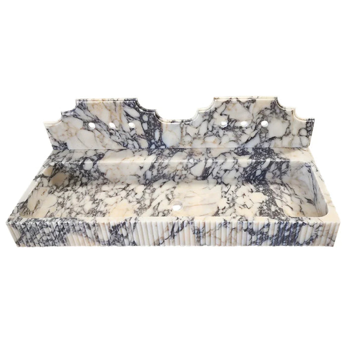 Calacatta Viola Marble Bathroom Sink - Wall-mount Fluted 20x55