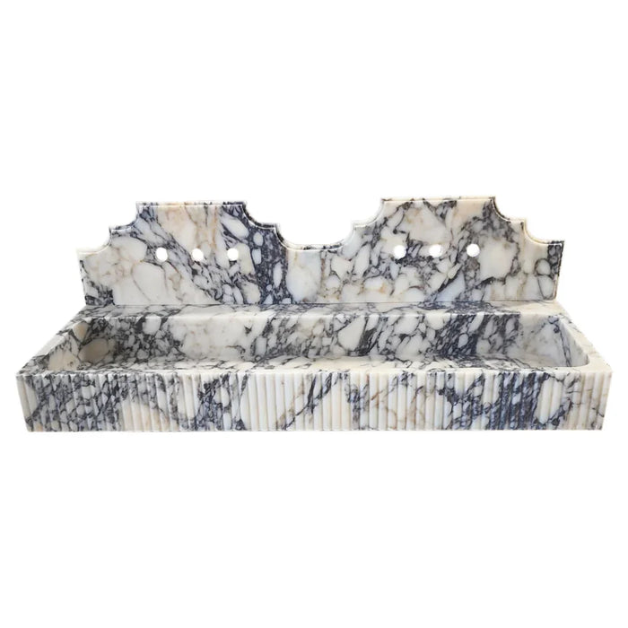 Calacatta Viola Marble Bathroom Sink - Wall-mount Fluted 20x55