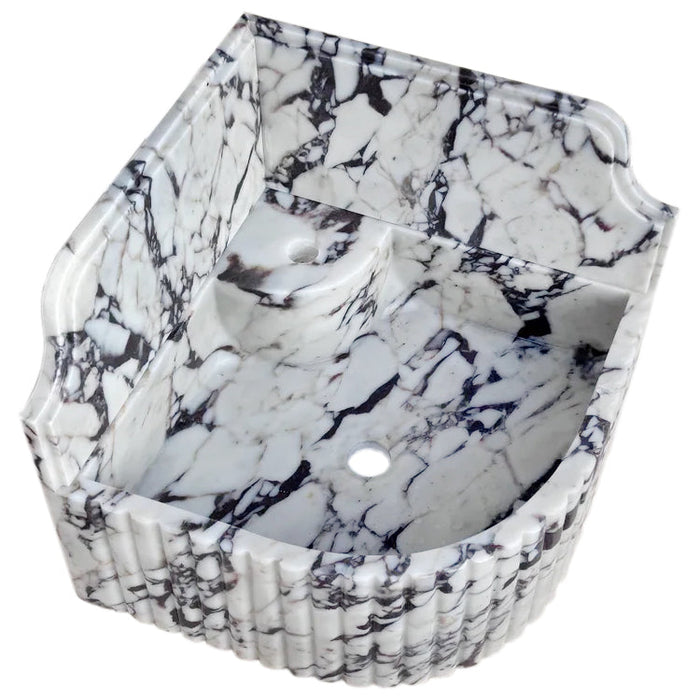Calacatta Viola Marble Wall-Mount Bathroom Corner Sink 16x16