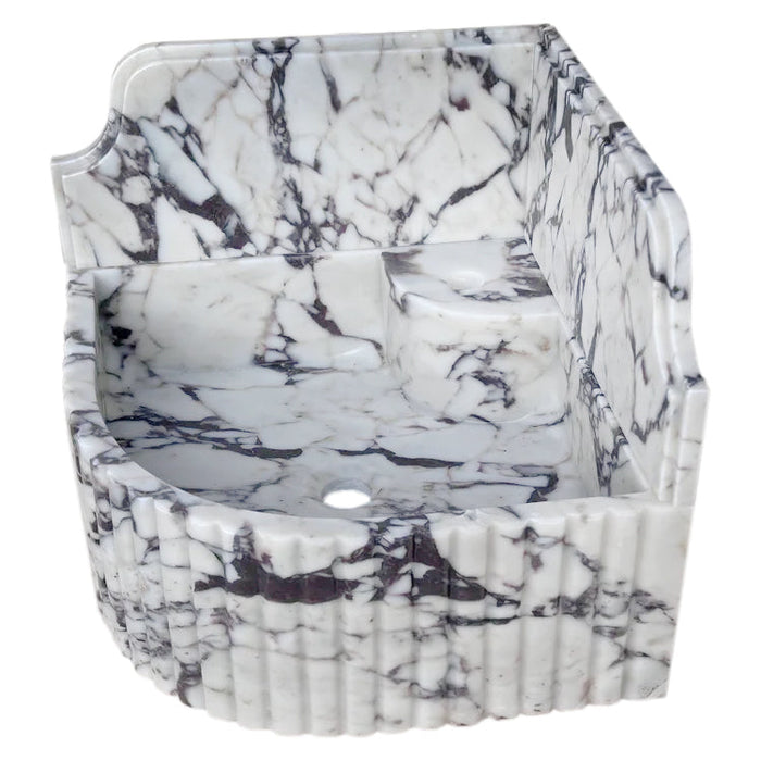 Calacatta Viola Marble Wall-Mount Bathroom Corner Sink 16x16
