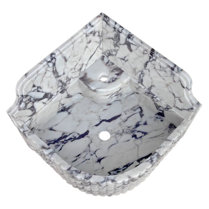 Calacatta Viola Marble Wall-Mount Bathroom Corner Sink 16x16